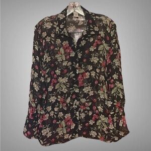 NOTATIONS SHEER CHERRIES FLARE SLEEVE BLOUSE SIZE XL